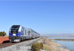 Amtrak Train # 529, enroute from Auburn to San Jose, approaches the Elizabeth Street Xing with Charger # 2106 on the point 